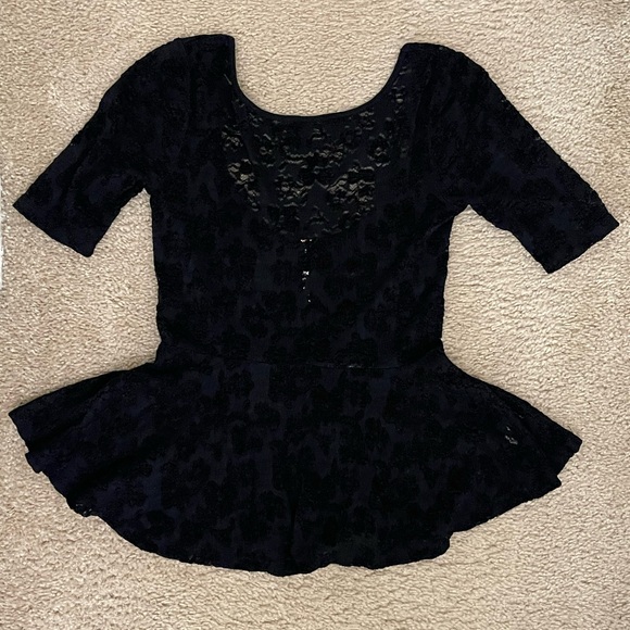 Free People Peplum Lace Top Black size XS - Picture 7 of 11